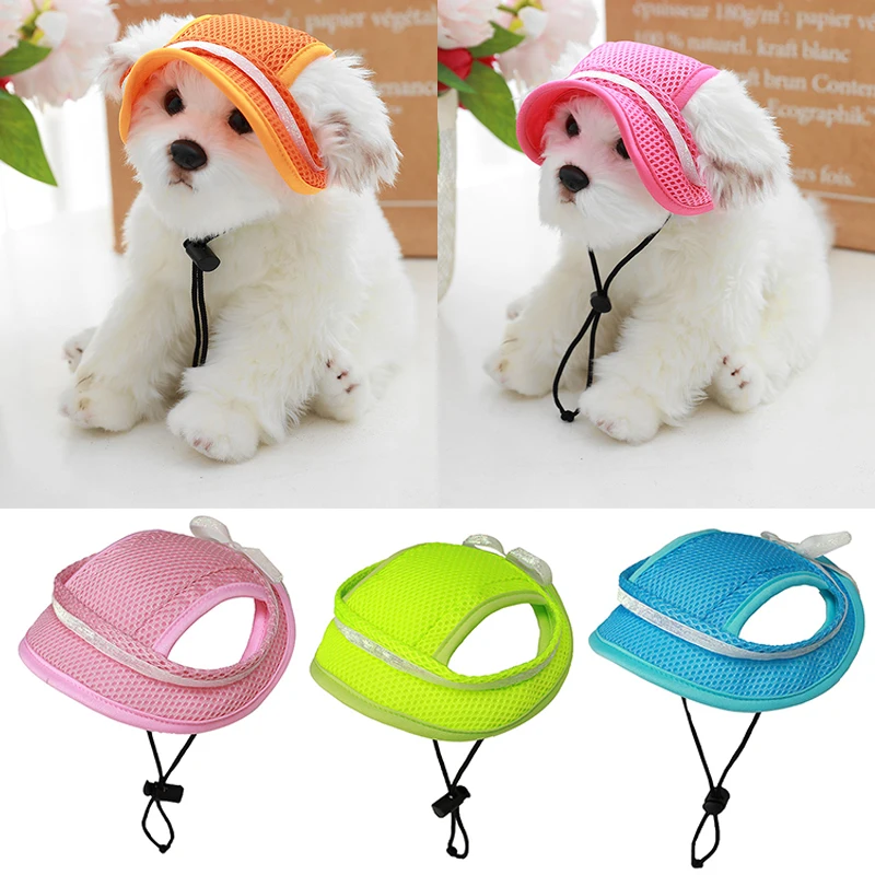 

Mesh Breathable Pet Sunhat Bow Leak Ear Dog Caps Cute Candy Color Dogs Summer Cap Shade Pet Headwear For Small Medium Dogs Cats