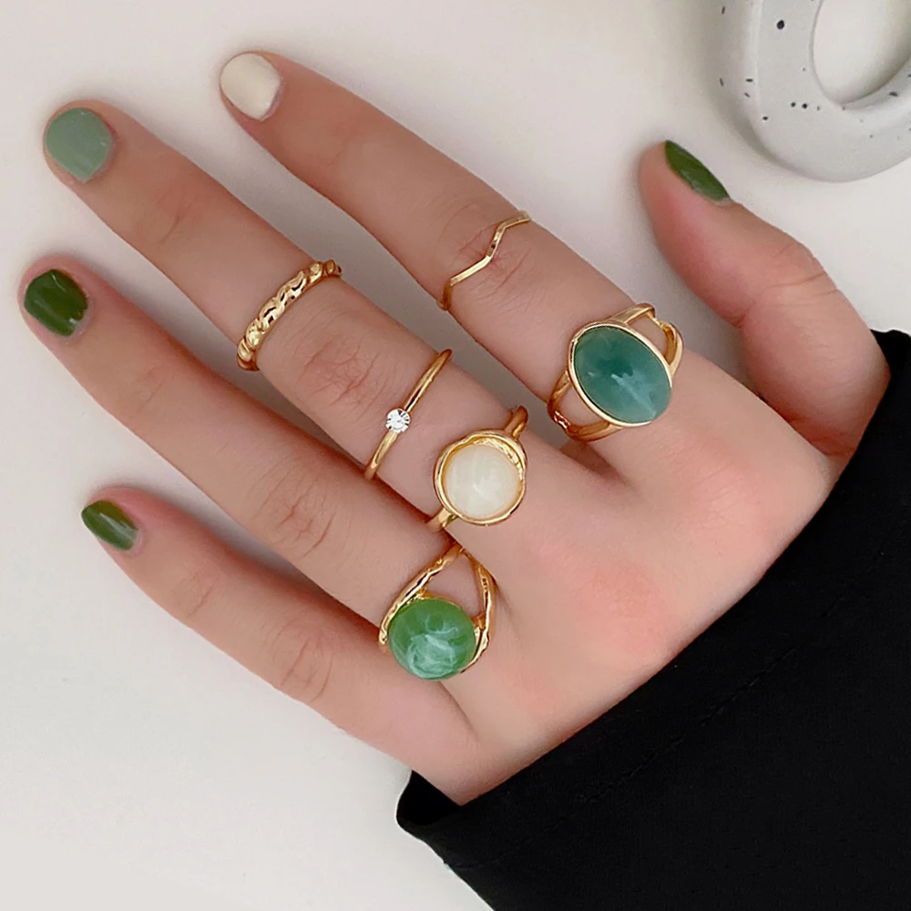 IFMIA Boho новый дизайн корейская мода металлические кольца с кристаллами из смолы