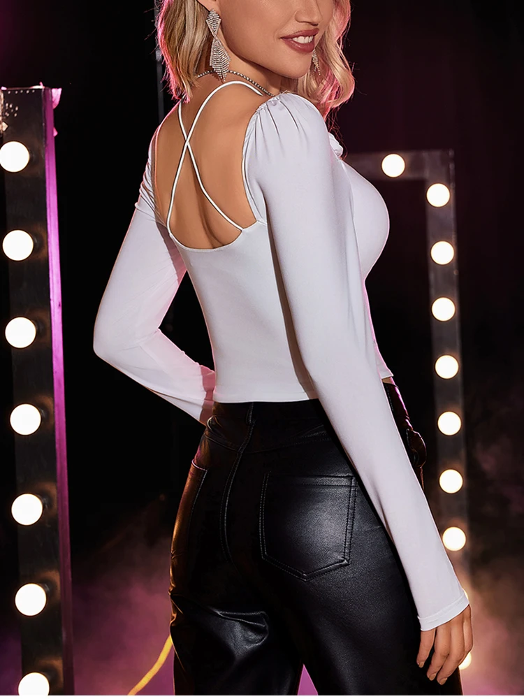 Кроп-топ с длинным рукавом и вырезами NewAsia футболка цветочным принтом открытой