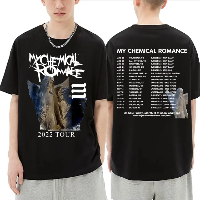 

Футболка мужская с двусторонним принтом рок-группы My Chemical Romance, хипстерская уличная одежда в стиле хип-хоп, Готическая хлопковая рубашка, 2022