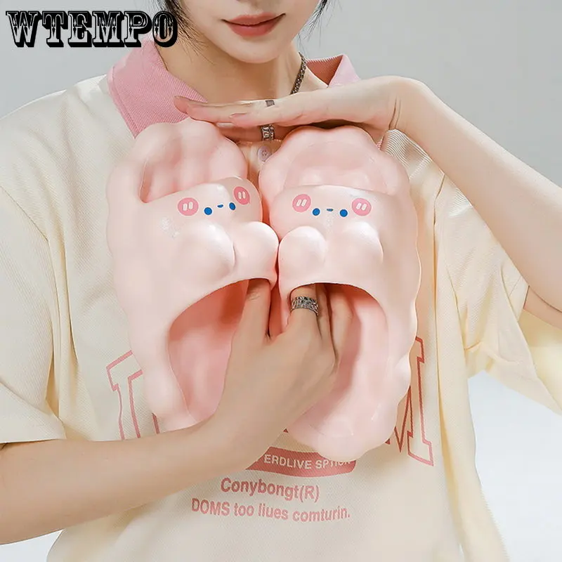 WTEMPO Cute Soft Thick Bottom Slippers Women'S Home Slide Ladies Shoes Fashion Solid Color Sandals Summer Flip Flops Wholesale