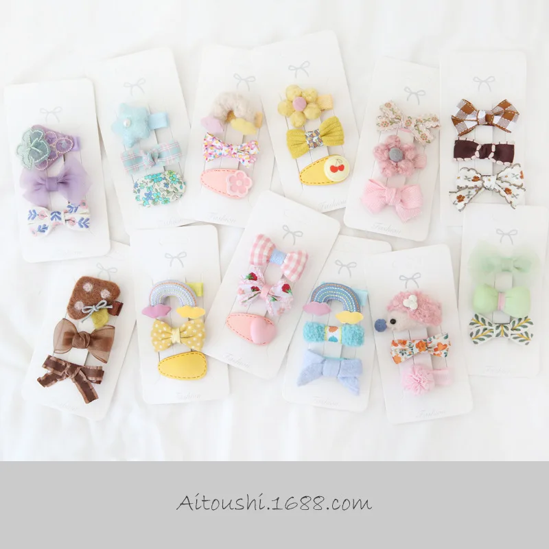 

3pcs/set Korean Hairpins for Baby Girls Cute Princess Bow Floral Hari Pins Plush Bang Side Clip Baby Girl Hair Accessories