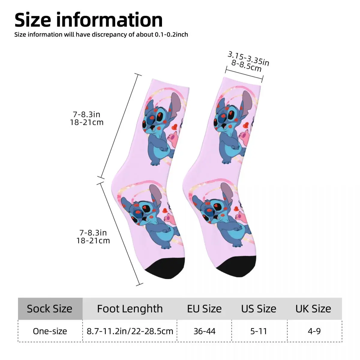Зимние теплые забавные мужские и женские носки Stitch And Angel Kiss Лило Стич Aloha