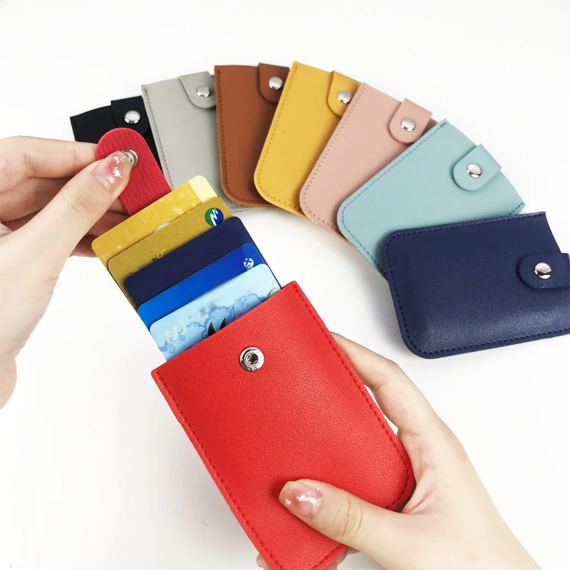 

Pull Card Sleeve Short Purse Card Bag Card Holder Pulled Design Wallet Stacked Thickened Mini Portable Slim Solid Color Fashion