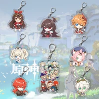 anime game genshin impact keychain women key holder cute couples acrylic keyring accessories cute bag pendant key ring gifts