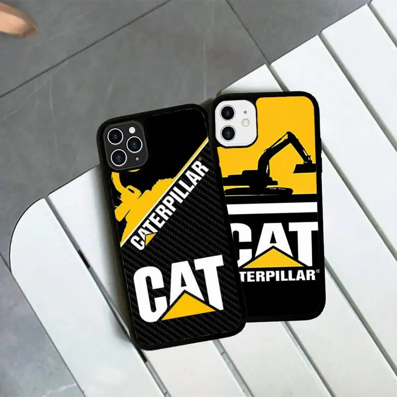 

C-Caterpillar-Cat Phone Case Silicone PC+TPU Case for iPhone 11 12 13 Pro Max 8 7 6 Plus X SE XR Hard Fundas