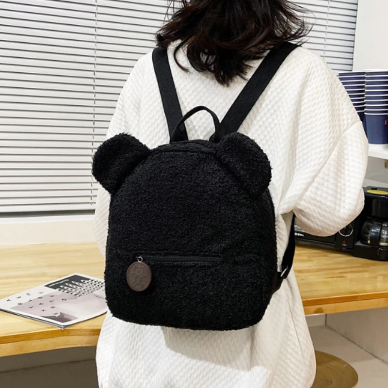 2022 Autumn Winter New Japanese Women Plush Bear Cute School Bags Girls Student Backpack