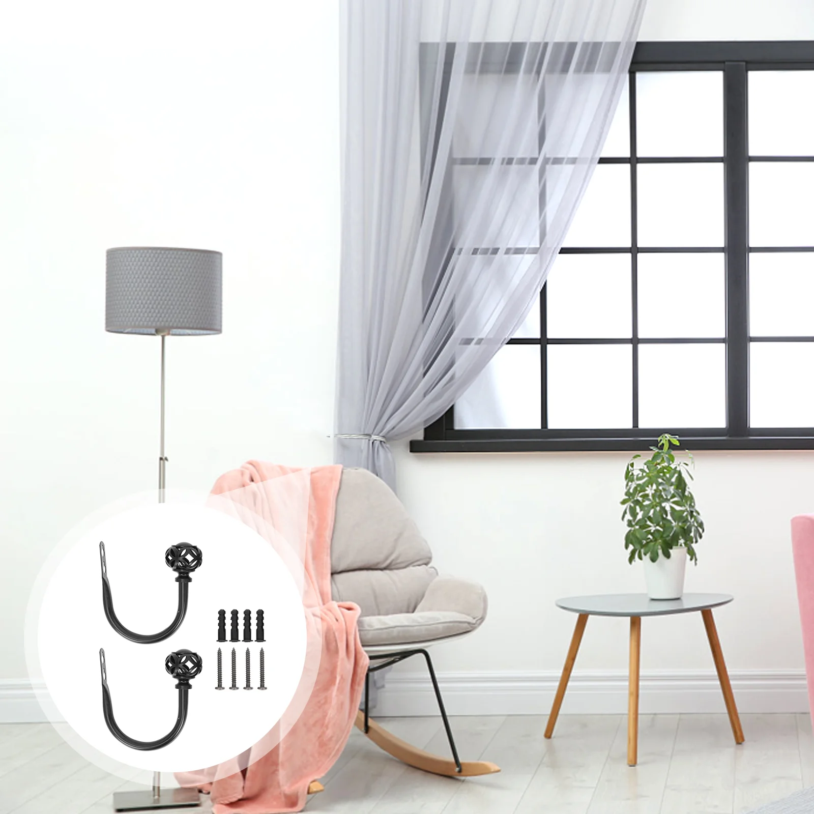 

2 Pcs Curtain Hook Retainer Holder Metal Tie Backs Baffle Wall Coat Hangers Metal Curtain Holdbacks Iron Drapery Tiebacks
