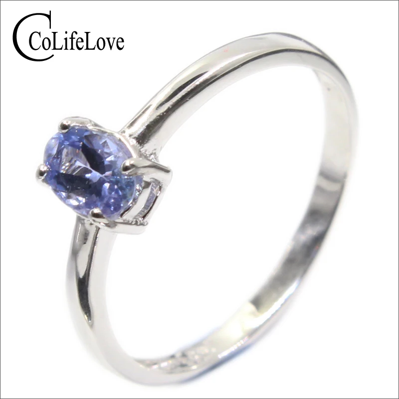 

100% Natural Tanzanite Ring 0.5ct 4mm * 6mm Real Tanzanite Ring for Engagement Solid 925 Silver Gemstone Jewelry