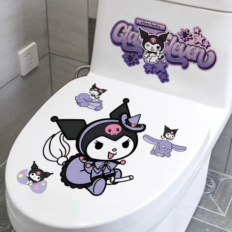 Sanrio Kuromi Аниме периферийные Мультяшные наклейки на унитаз креативное украшение