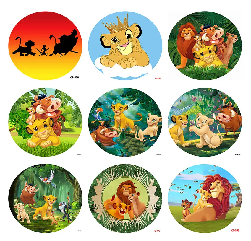 

Lion King Round Circle Backdrop Kid's 1st Birthday Party Newborn Circle Photography Background Customized Round Table Cover