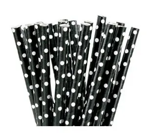 

Одноразовые бумажные соломинки lrdoelk чёрные в горошек и звезды