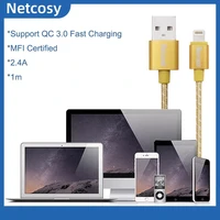 netcosy 2 4a 1m support qc 3 0 fast charging usb charger cable data cord for iphone 11 xs x xr 8 7 6s ipad mini 2 3 4