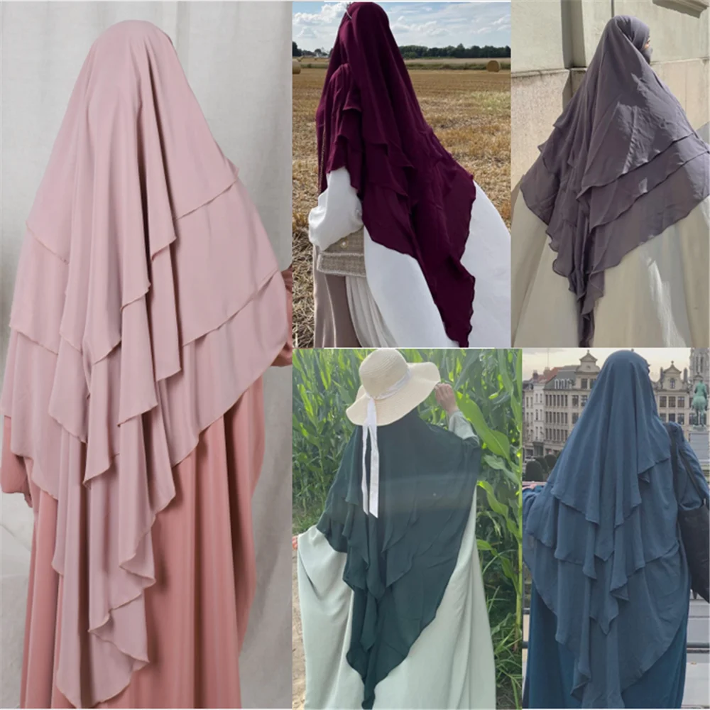 

Eid Prayer Garment Long Khimar Islamic Women Hijab Sleeveless Tops Abaya Jilbab Ramadan Abayas Muslim Arab Clothing Niqab Hijabs