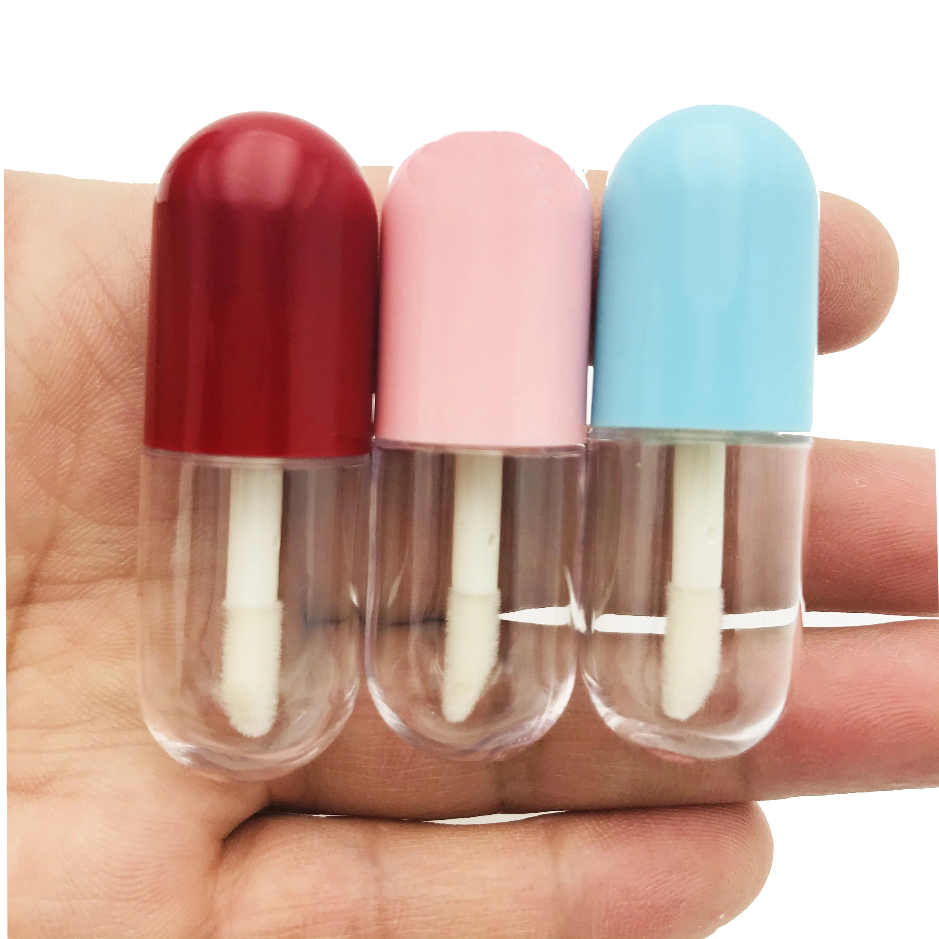 100pcs 3ml Empty Lip Gloss Bottles Blue Cap lip balm tubes Clear lipstick Eyelash Packing Container wholesale