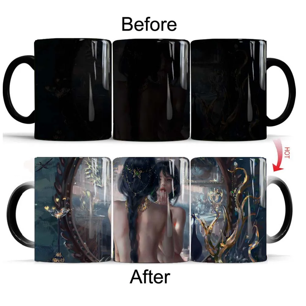 Changing Mug Heat-sensitive Reactive Ceramic Coffee Tea Cup Best Gift For Friend