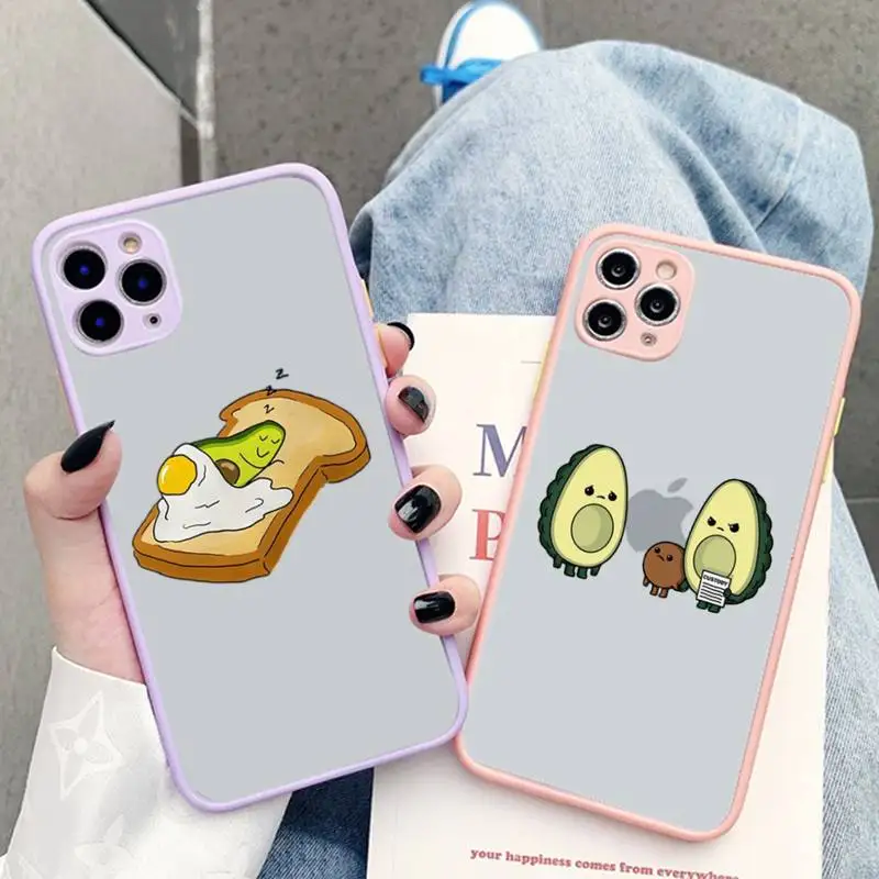 

Avocado Phone Case for iPhone X XR XS 7 8 Plus 11 12 13 pro MAX 13mini Translucent Matte Case