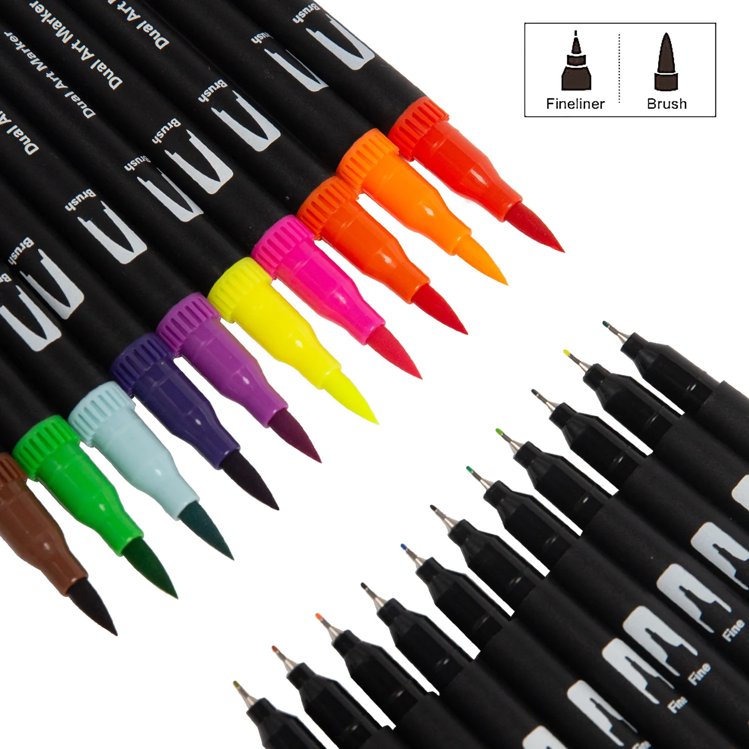 

Professional 12 Colors Dual Tips Watercolor Brush Pen Set Art Supplies, for Kids Adult Coloring Books Christmas Cards Drawing