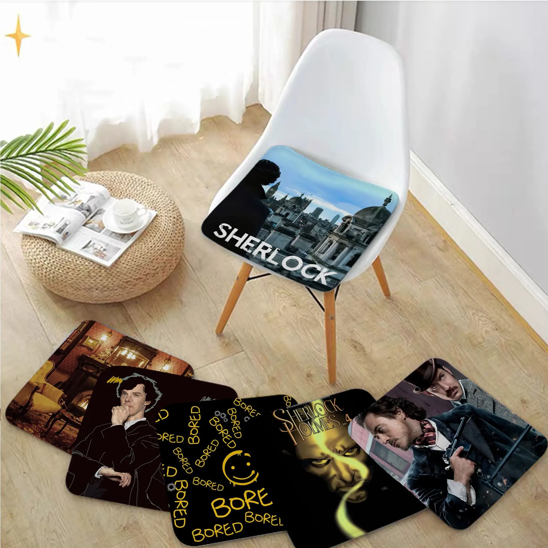 

MINISO 221b-S-Sherlock-Holmes-TV Square Seat Cushion Office Dining Stool Pad Sponge Sofa Mat Non-Slip Sofa Decor Tatami