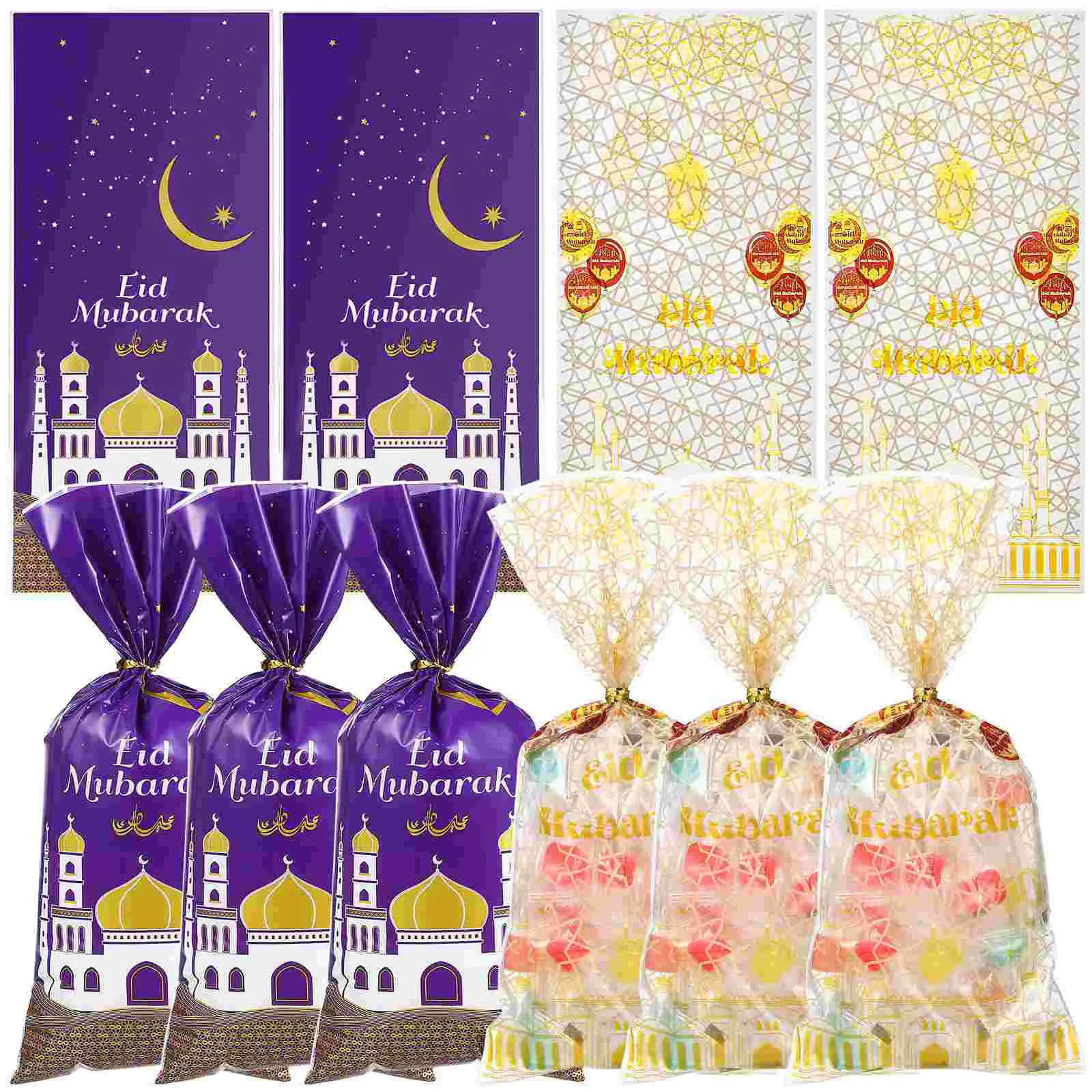 

100 Pcs Eid Gift Bag Candy Bags Goodies Clear Poly Chocolate Cookie Opp Cookies Storage Party Child Wedding Favors