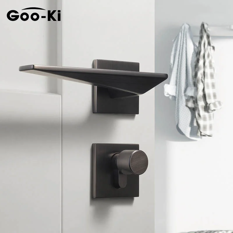 Goo-Ki Black Door Lock American Style Bedroom Handle Anti-theft Anti-rust Interior Green Bronze with Key | Обустройство дома