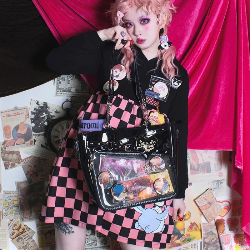 Прозрачная эстетичная женская сумка Y2k из искусственной кожи под подмышки модная