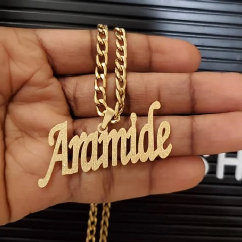 

Custom Frosted Necklace For Woman Personalized Cuban Chain Men's Pendant Choker Double Layer Collar Girl Jewelry And Accessories