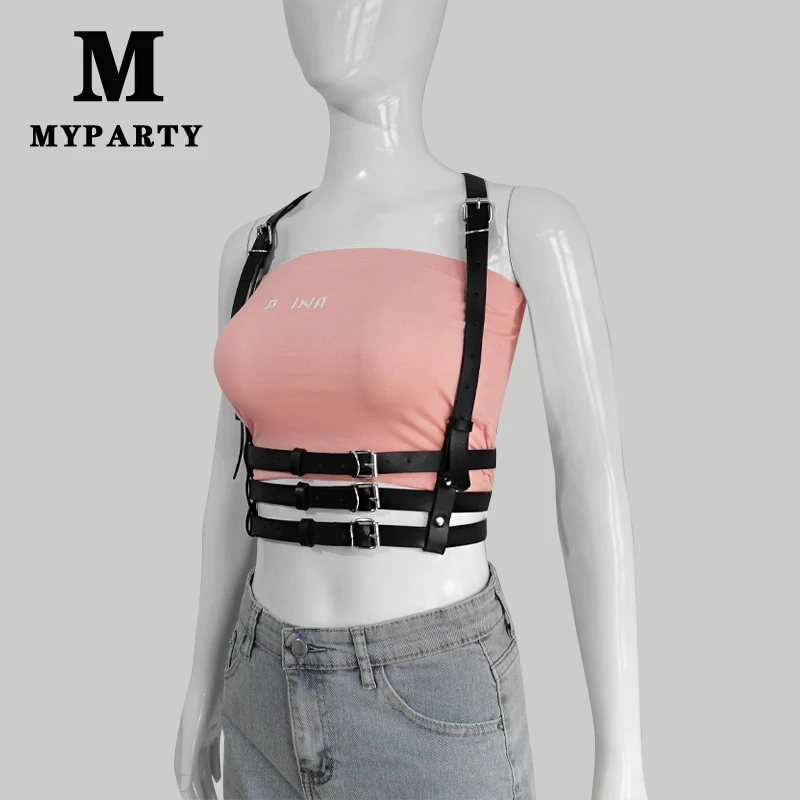 

Gothic Leather Body Harness For Women Fashion Chest Shoulder Strap Wrap Waist Belt Corset Top Punk Rock Club Stylish Accessories