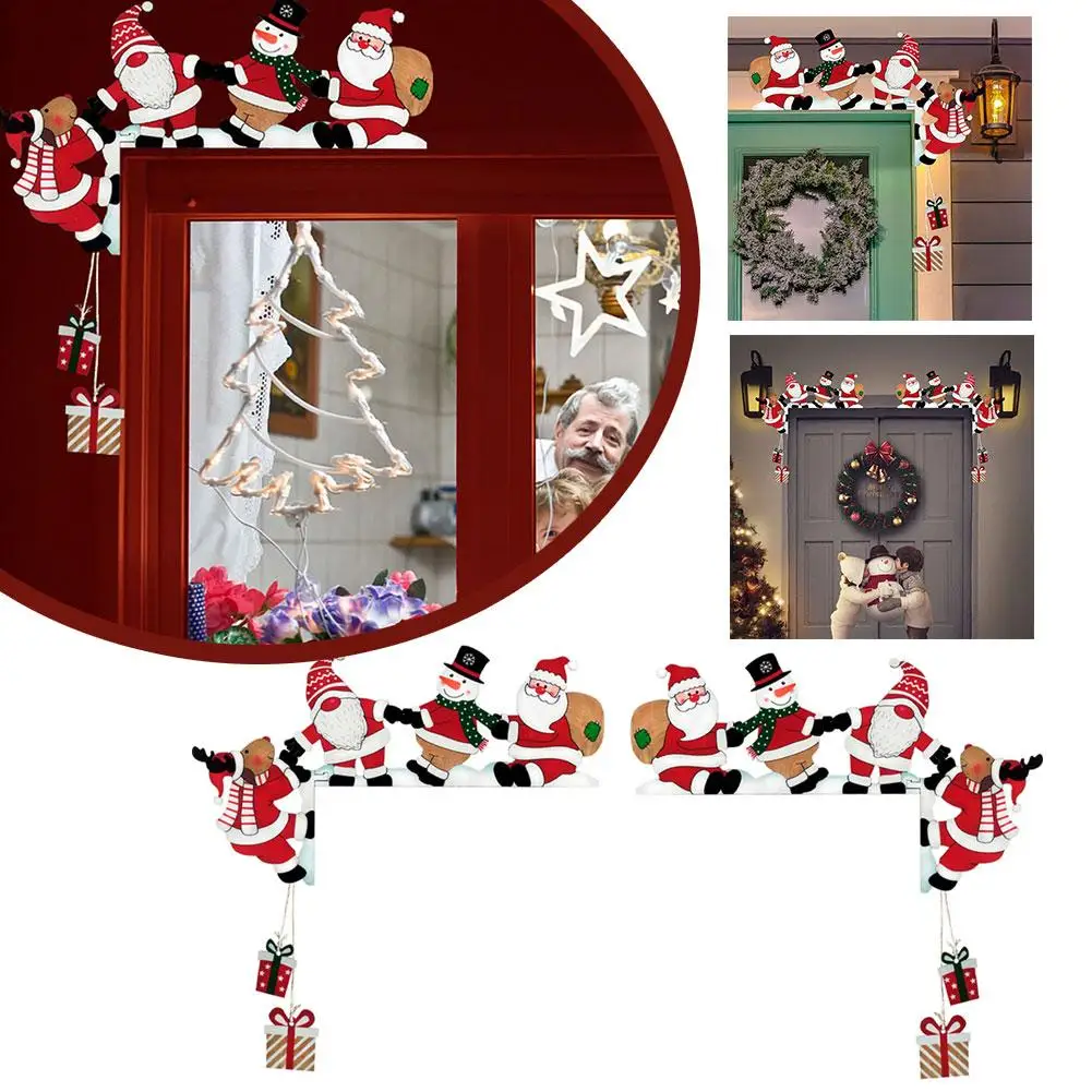Санта-Рождественский дверной угловой декор Рождественский рамы Снеговик Рамка с