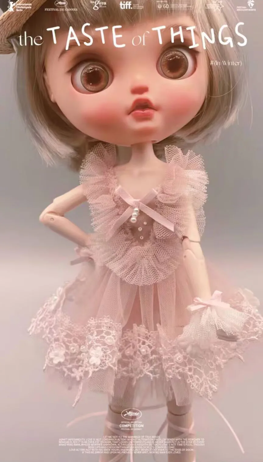 Фото Элегантное розовое платье Blythe/landoudou, 2 шт. + накидка с белой розой (подходит для Lulu,ymy24,Ob22,24,zone, Jenny) №1