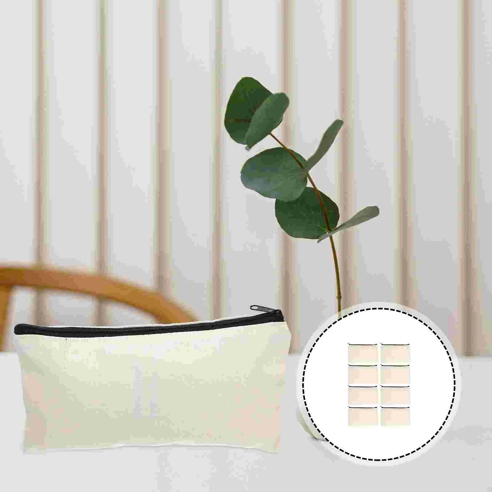 

8pcs Canvas Pen Pencil Pouches Stationery Pen Bag Blank Canvas Zipper Pouch