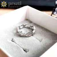 prsztl silver jewelry geometric circle opening ring niche design sense ring temperament fashion hand shiny jewelry