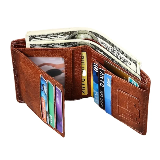 New RFID Blocking Men's Wallet Business Credit Card ID Badge Holder Bag Money  Clip Vertical Genuine Leather Wallet for Men 5