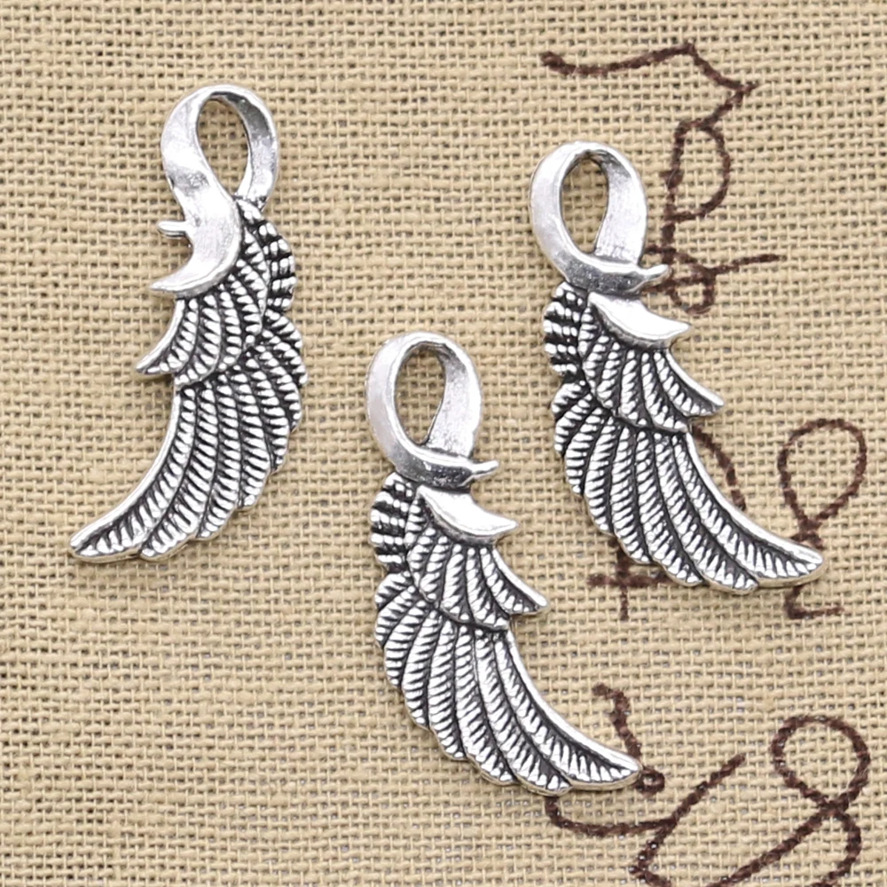 

12pcs Charms Angel Wings 10x31mm Antique Silver Color Pendants Making DIY Handmade Tibetan Finding Jewelry