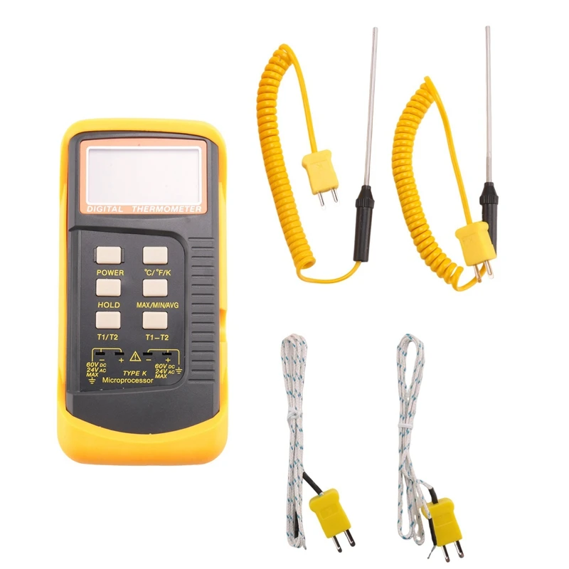 

Digital K-Type Thermocouple Thermometer K-Type Thermometer (-50-1300°C) With Dual Channels 4 Probes Handheld High Temperature