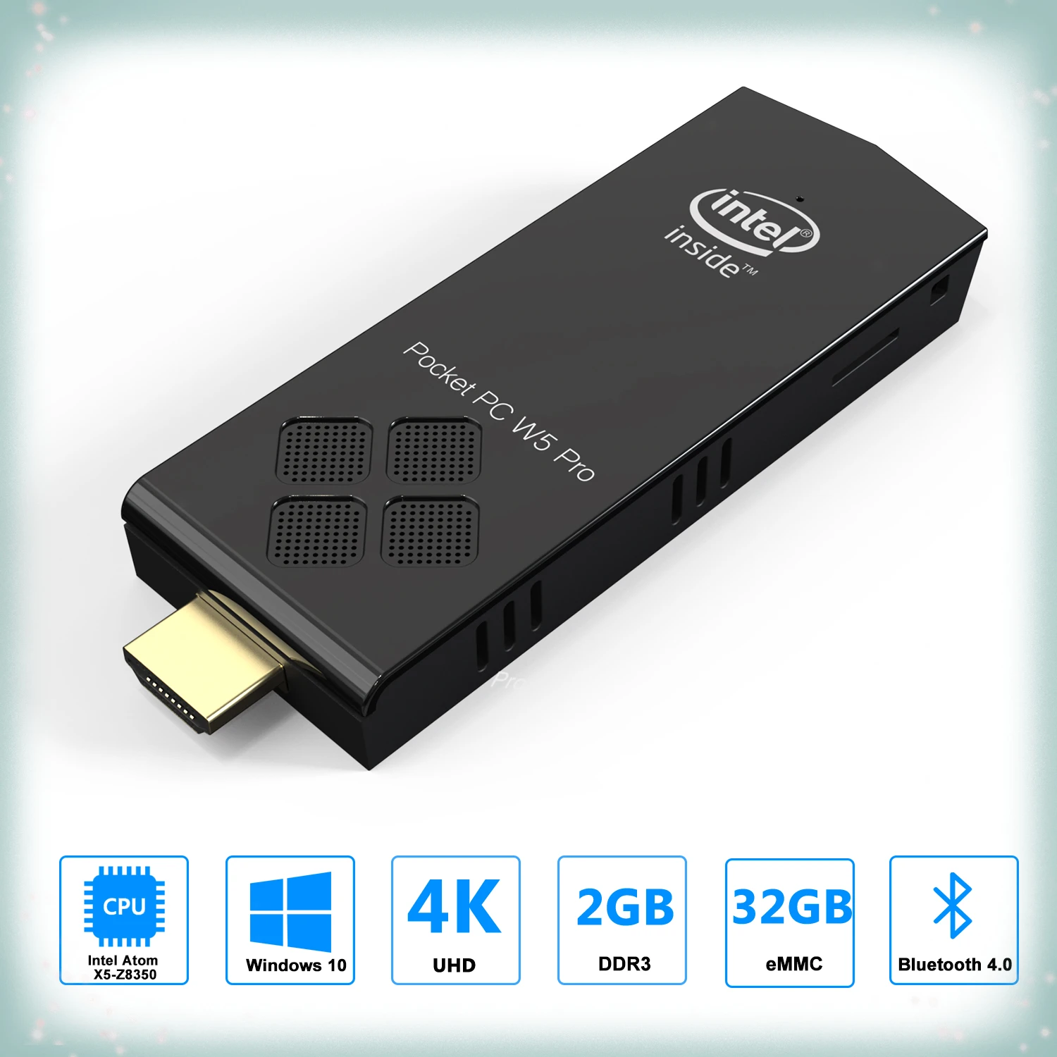 W5 PRO Pocket PC Stick X5-Z8350 Windows 10 Pro 4GB 64GB 2.4G/5G Dual Band WiFi BT4.0 USB 4K HD Mini PC Portable Computer