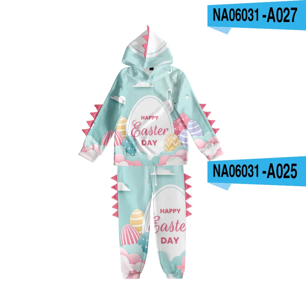 

Easter Casual Dinosaur Sweatshirt Kids Set with Hood 3D Kids Clothing for Child Hoodies Sets Boys Girls Hoodies+Longs Pants