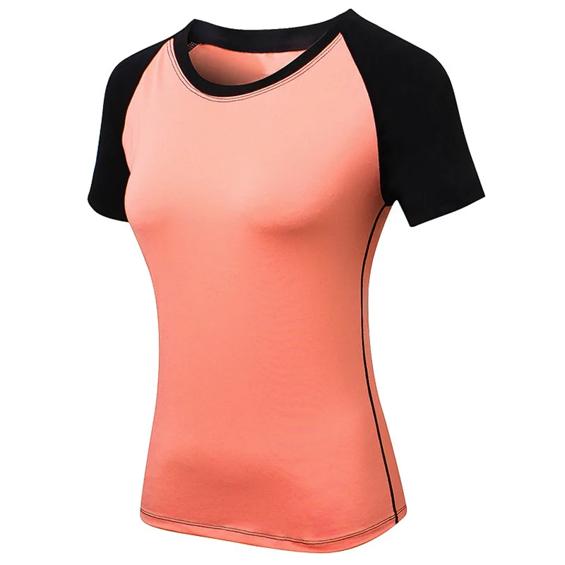 

Fitness Woman Sport T-Shirts Workout Top Elastic Gym Yoga Top Female Clothes Running Short Sleeve Athletic Tees Active Blouses