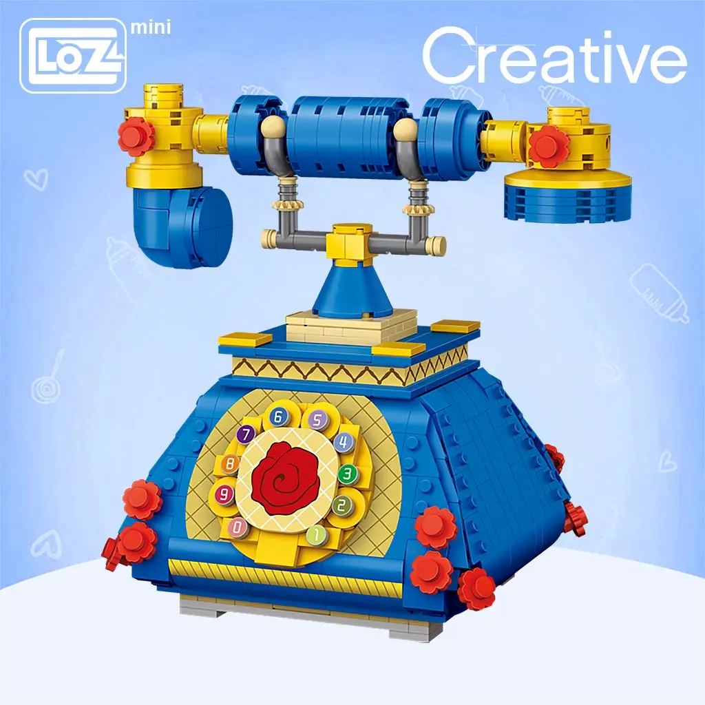 

LOZ/Li Zhi blue telephone turntable landline assembling small particles puzzle building blocks toy model decoration adult