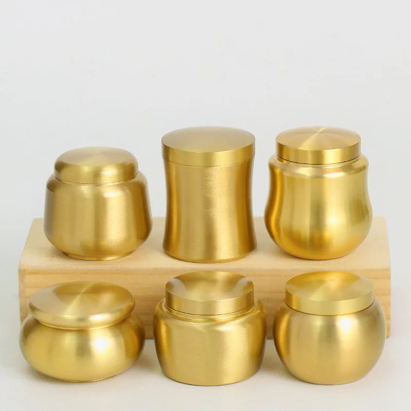 

copper Pure golden tin mini tin tea ointment sealed storage jar snack candy storage jar household jar kitchen canisters set jar