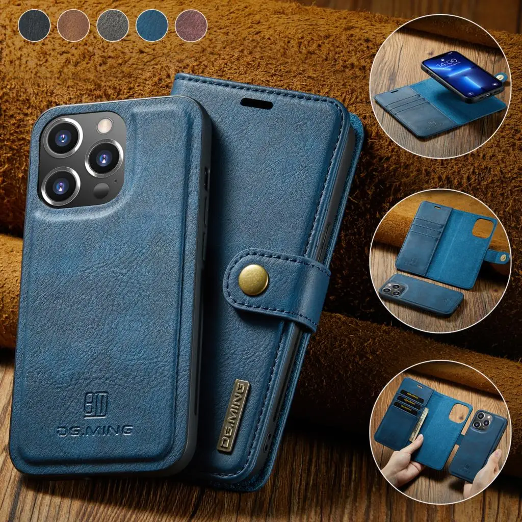 

Кожаный чехол-книжка DG.MING для iPhone 14, 13 Pro Max, 12, 11 X, XS, XR
