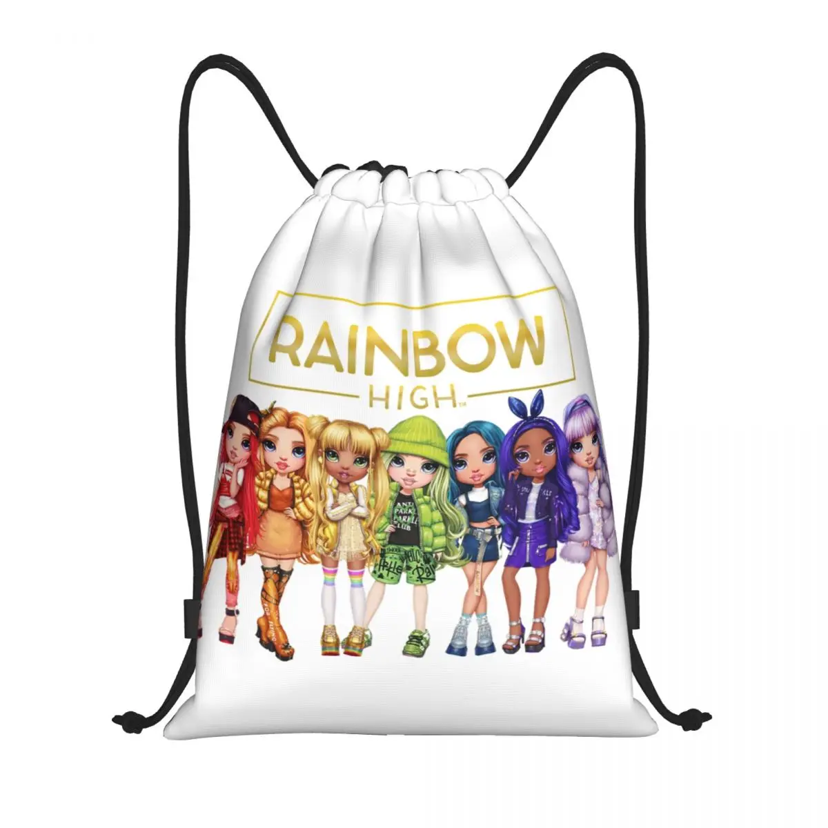Anime Cartoon Tv Rainbow High Drawstring Backpack Women Men Sport Gym Sackpack Foldable Shopping Bag Sack