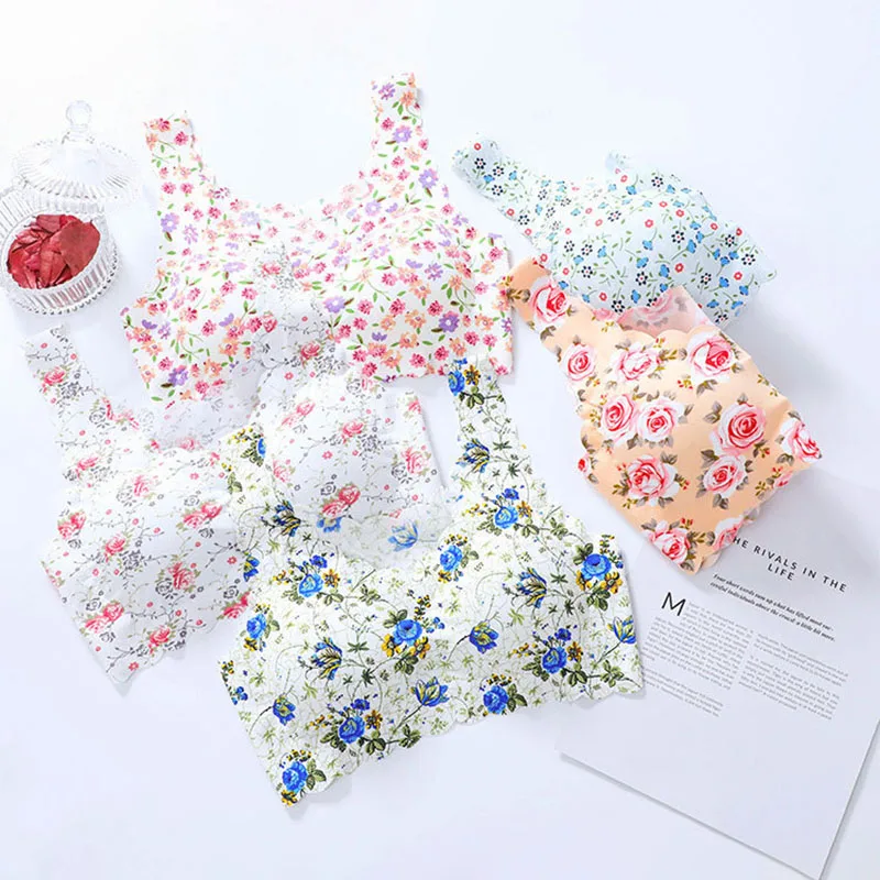

1Pcs Broken Flower Women Underwear Bralette Soft Seamless Plus Size Japanese Style Female Lingerie Beauty Back Nylon/Spandex