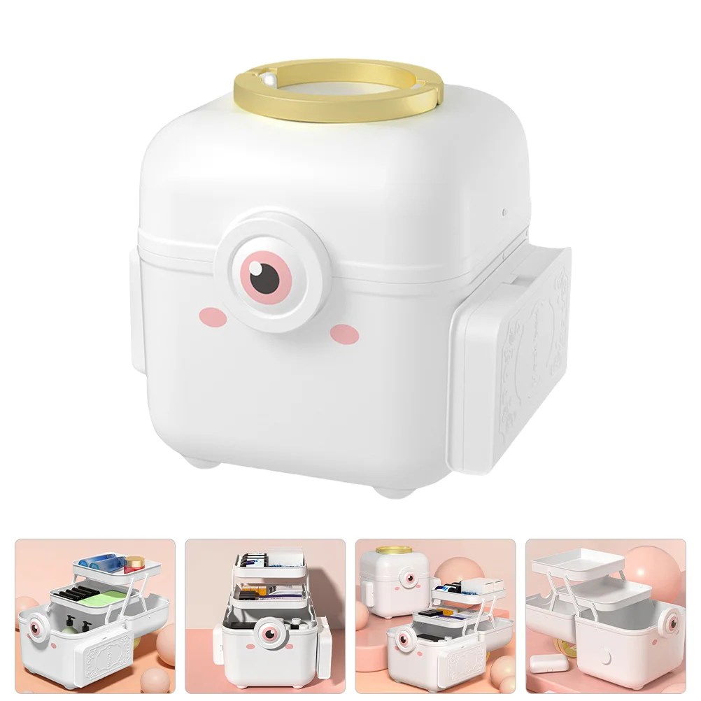 

Cartoon Compartment Storage Case Multi-layer Medicine Box First Aid Medicine Box First Aid Box Empty for Dorm Storage Home Hotel