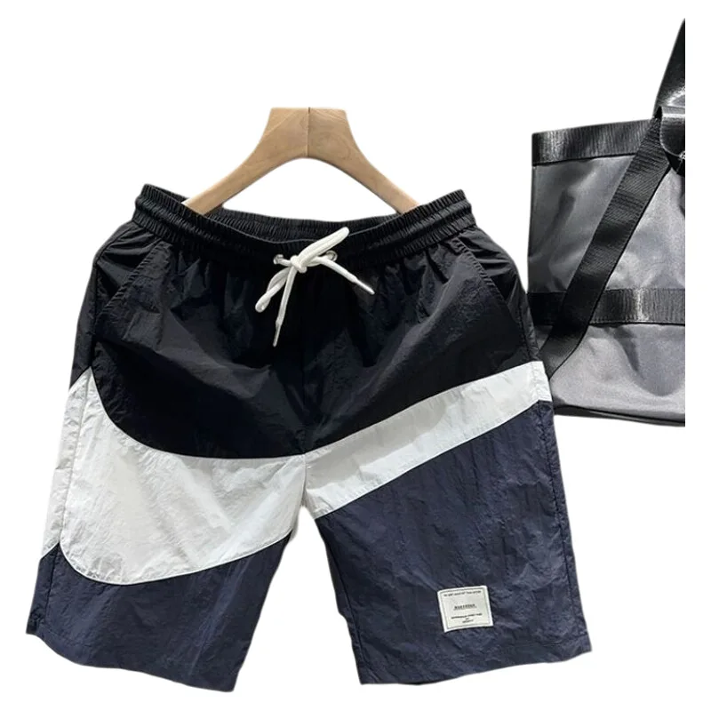 Шорты мужские летние прямые пэчворк пляжные брюки модные брендовые спортивные