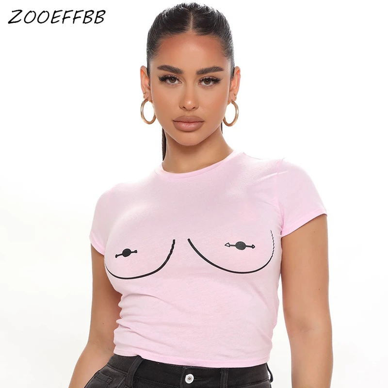 

Женская футболка с коротким рукавом ZOOEFFBB, летняя одежда Y2k, уличная одежда в стиле Харадзюку, одежда для ночного клуба, футболки