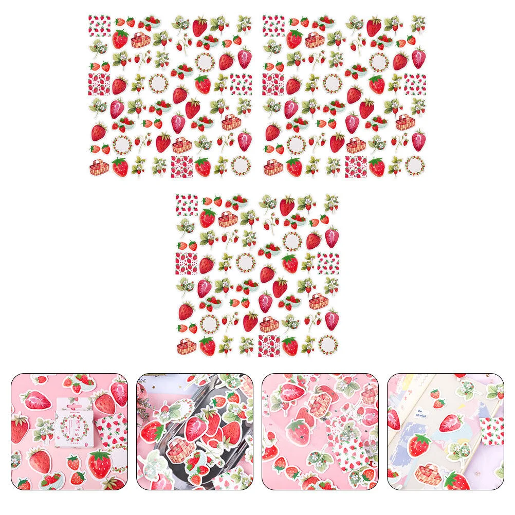 

135 Pcs Strawberry Seal Sticker Fruit Decor Paper Hand Account Diary Papersticker DIY Decal Child