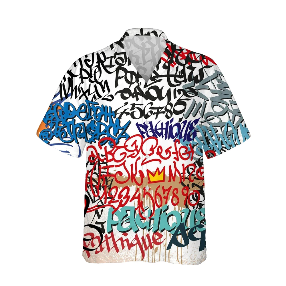 Jumeast 3d Cool Graffiti Art Printed Hawaiian Funny Shirt Men Vintage Short Sleeve Shirts Mens Fashion Casual Hip Hop Streetwear