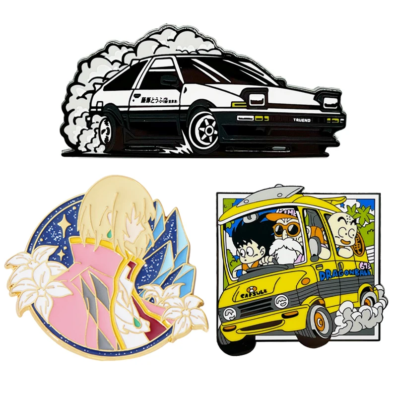 

Dragon Ball Goku and ROSHI Enamel Pin Initial D Brooch For Women Anime Movie Badges On Backpack Creative Fan Collection Gift