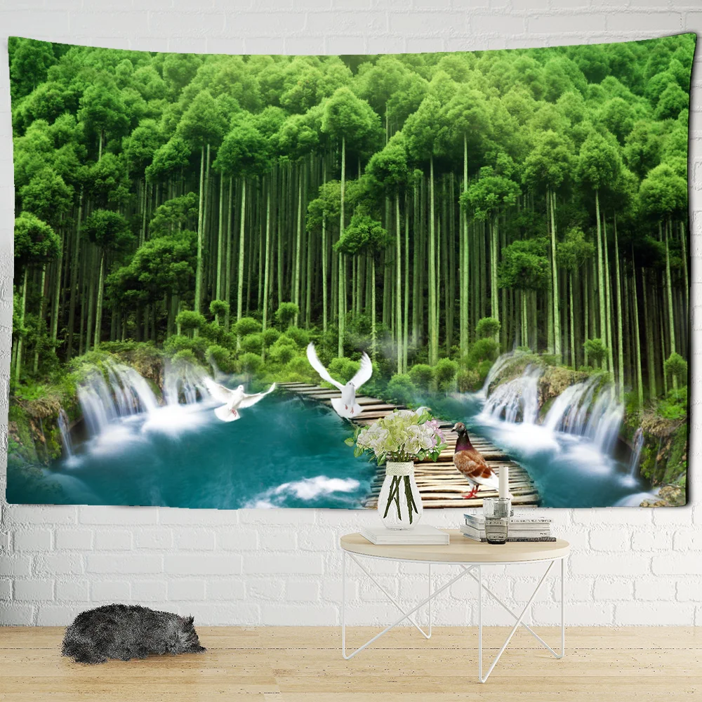 Каменная дорога в лесу гобелен 3D лесной пейзаж настенная подвеска богемном стиле